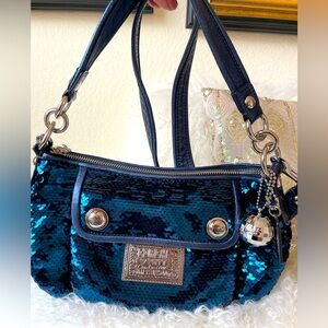 Coach Poppy Blue Sequin Purse